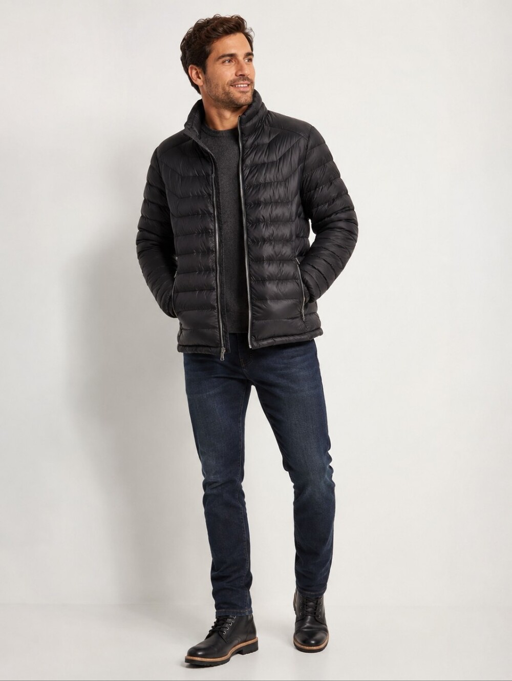 A&F Premium Lightweight Down Black Jacket M